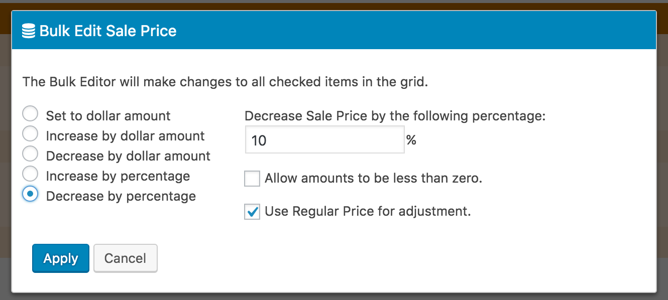 Bulk Edit Options